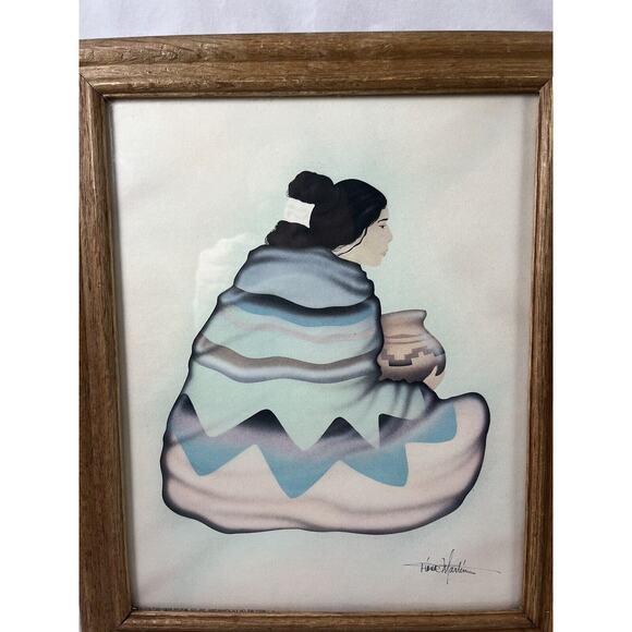 Pair Navajo Women Pottery Framed Southwest Prints Artist Diana Martin Vintage - Picture 2 of 11
